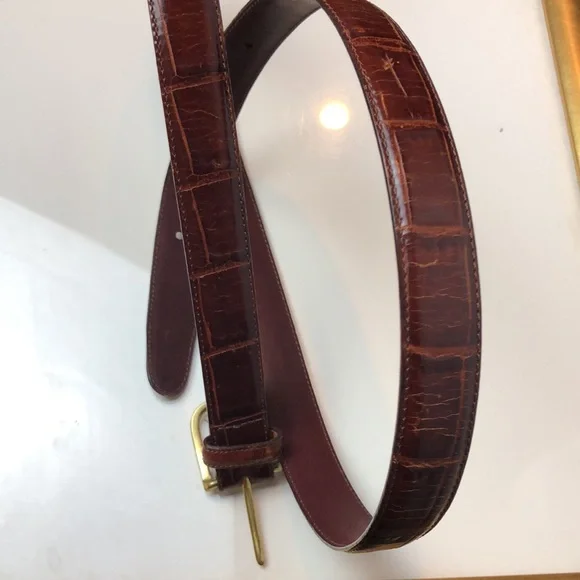Brighton Men’s Croc Embossed Calfskin on Glove Leather Belt - Picture 1 of 13